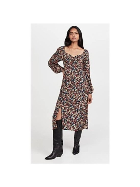Lost + Wander Dresses & Skirts - Lost + Wander Black Floral Paradise Valley Long Sleeve Midi dress Small